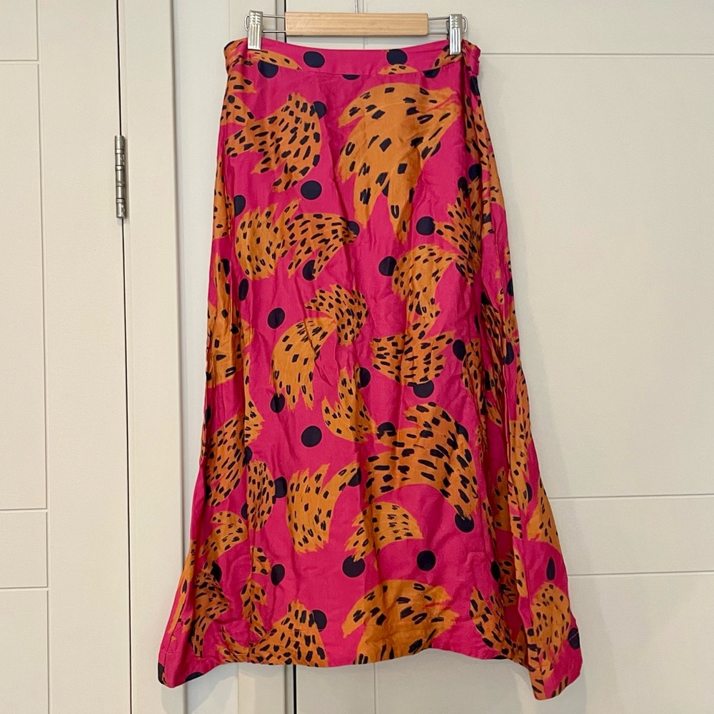 Farm Rio Banana Polka Dot Midi Skirt